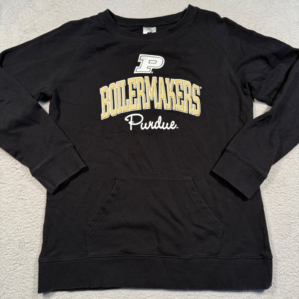 Pel Athletic Purdue Boilermakers Sweatshirt Womens Medium Black French Terry Top